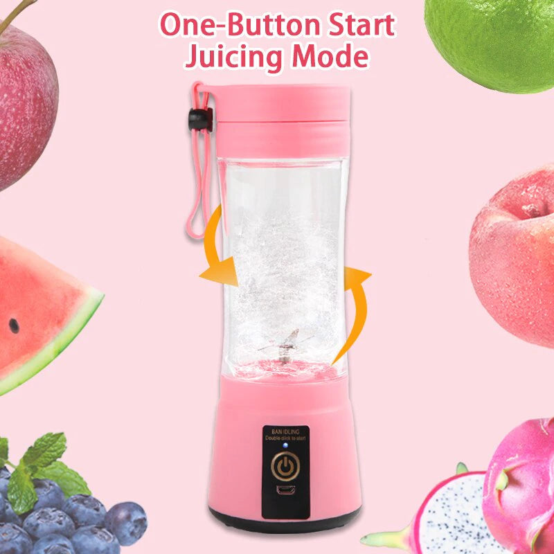 Portable Electric Mini Juicer Cup - USB Rechargeable 6-Blade Blender for On-the-Go Smoothies